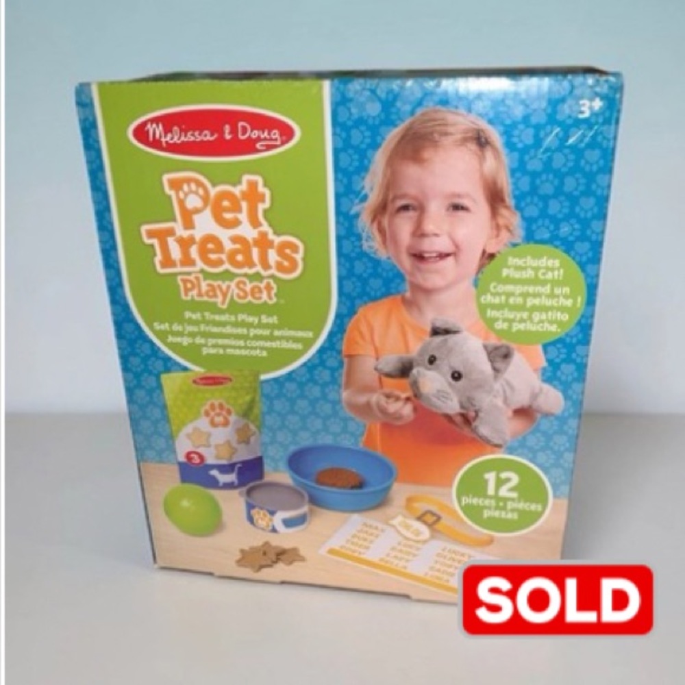 Melissa & Doug Pet Treats Play Set Plush Cat Pretend Pet Kit 12 Piece Kids Toy